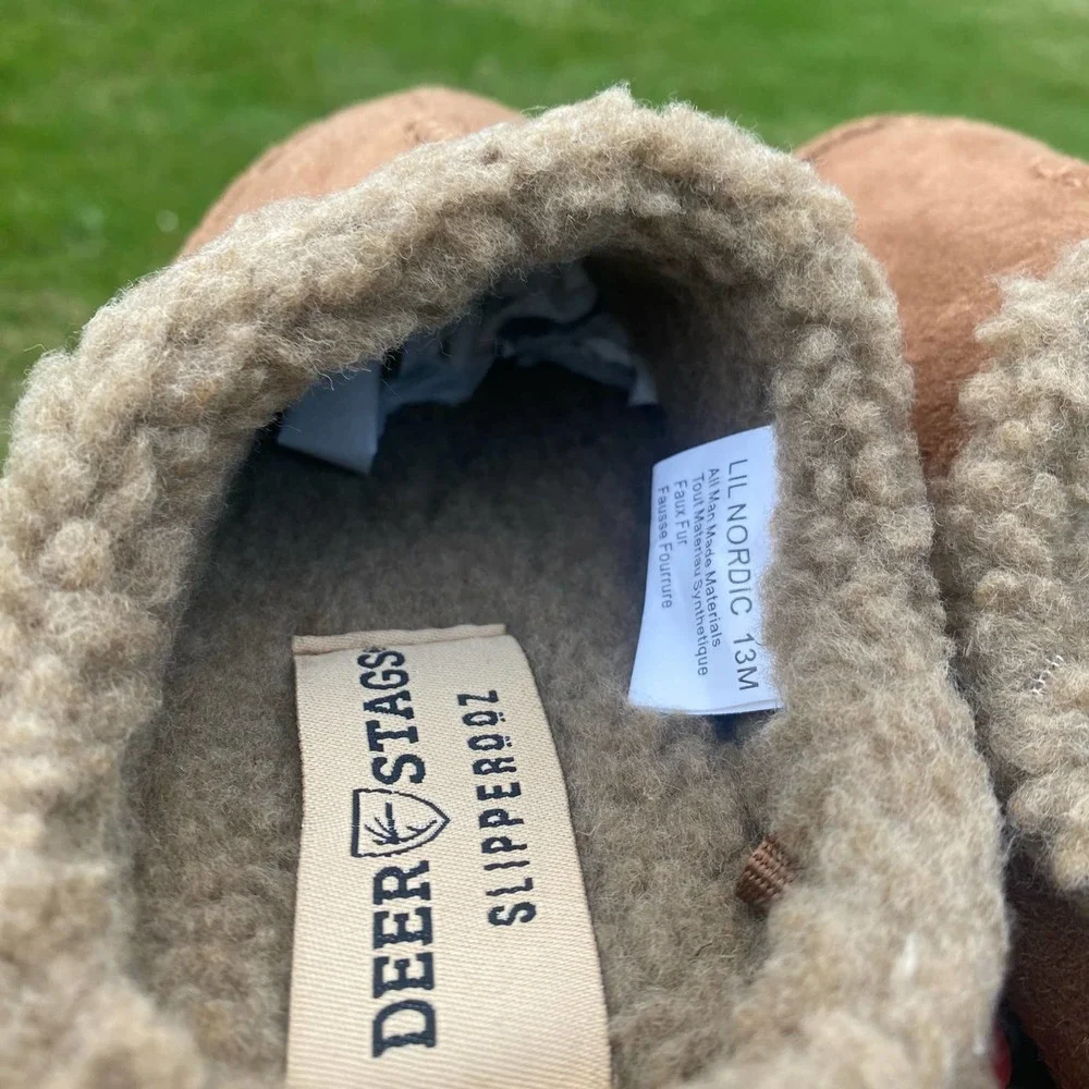 NWT/NIB Deer Stags Toddler Lil Nordic Indoor-Outdoor Slipper in Chestnut (13)